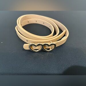 Double Heart Buckle Tan Belt